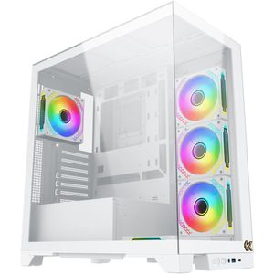 Xigmatek Boitier Moyen Tour ATX Endorphin Ultra RGB met vitrines (Blanc) (Mini-ITX, mATX, ATX), PC-behuizing, Wit