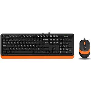 A4 TECH F1010 Q USB Turks FN Multimedia Toetsenbord + Optische 1600DPI Zwart/Oranje Muis Set