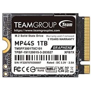 TEAMGROUP MP44S High Performance SSD 1TB SLC Cache Gen 4x4 M.2 2230 PCIe 4.0 NVMe, compatibel met Steam Deck, ASUS ROG Ally, mini-PC (snelheid R/W tot 5.000/3.500MB/s) TM5FF3001T0C101