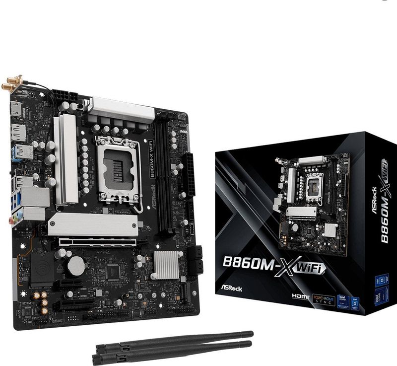 AsRock - MB Intel 1851 B860M-X WiFi - Moederbord - Zwart - mATX