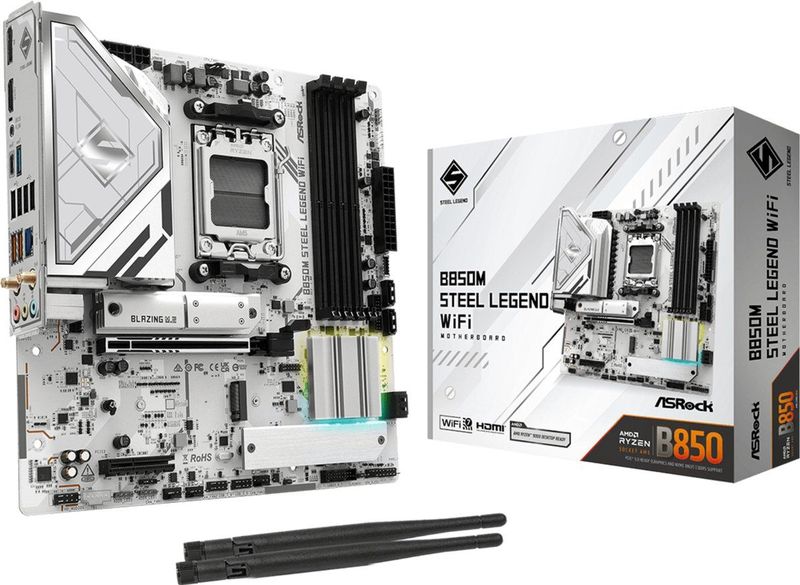 ASROCK - B850M Steel Legend WiFi - Moederbord Micro ATX - Socket AM5 - AMD B850 - DDR5 - Realtek ALC1220 - Wi-Fi 7 - Bluetooth - Realtek 2.5G LAN