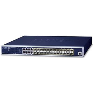 Planet L2+/L4 24-Port 100/1000X SFP 8 Shared TP Managed Switches Static Routing IPv4/IPv6 W/ 48V Redunda... (24 Havens), Netwerkschakelaar, Zwart