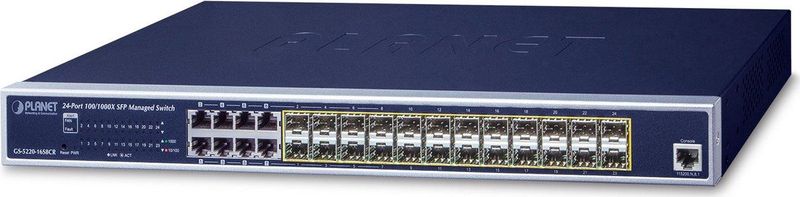 Planet - GS-5220-16S8CR - Netwerkschakelaar - Zwart - Beheerd - 24 Poorten