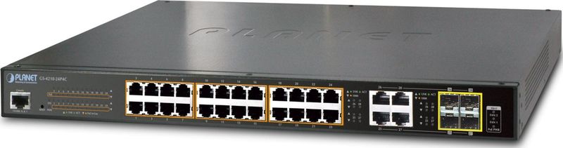 Planet - 24 Poort Gigabit Switch - Blauw - 202W Stroomverbruik