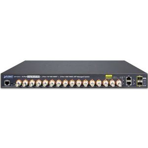 PLANET 16-poorts Coax + 2-poort 10/100/1000T +2-poort 100/1000X BASE-Long Reach PoE over Coaxial Managed Switch