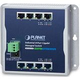PLANET industriële 8-Port 10/100/1000T Wall-mount Managed Switch (-40-75 graden C)