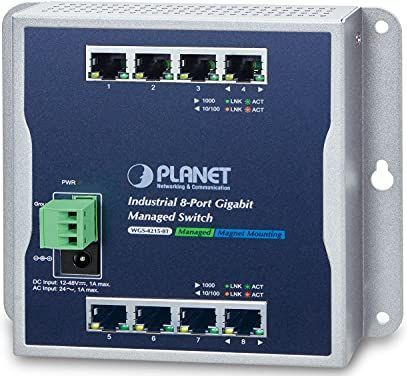 PLANET industriële 8-Port 10/100/1000T Wall-mount Managed Switch (-40-75 graden C)