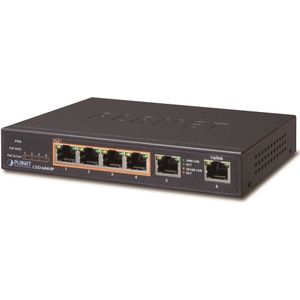 PLANET - GSD-604HP - Desktop-Switch - Zwart - 6 RJ45-Poorten - PoE+
