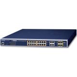 Planet - 16-poorts 10/100/1000T PoE Switch - Zwart - Netwerkschakelaar
