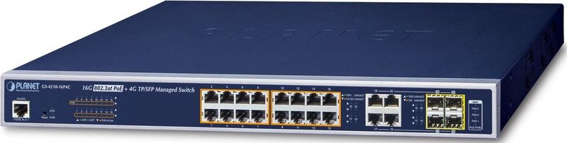 Planet - 16-poorts 10/100/1000T PoE Switch - Zwart - Netwerkschakelaar