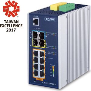 Planet - Industrieel L2+ - Netwerkschakelaar - Zwart - 8 Poorten - 802.3at PoE+