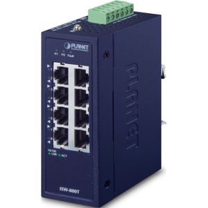 Planet - Industrial - 8-poorts Ethernet Switch - 10/100TX - IP30 - ESD-bescherming