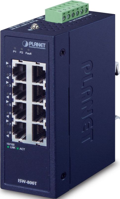 Planet - Industrial - 8-poorts Ethernet Switch - 10/100TX - IP30 - ESD-bescherming