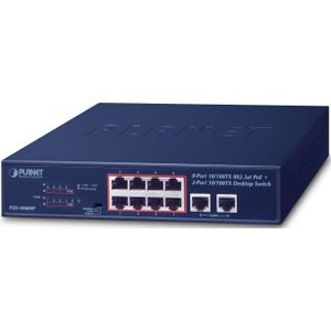 PLANET FSD-1008HP netwerk-switch Unmanaged Fast Ethernet (10/100) Power over Ethernet (PoE) 1U Blauw