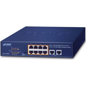 Planet - GSD-1008HP Netwerkschakelaar - Blauw - Unmanaged Gigabit Ethernet - PoE - 10 Poorten