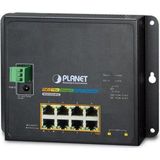 Planet - PLANETIndustrial 8-Port Gigabit PoE Wand-switch - Zwart - 20 Gbit/s