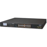 Planet - GSW-1820VHP - 16-poorts PoE Switch - Zwart - 1U Rack-montage