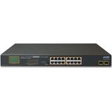 Planet - GSW-1820VHP - 16-poorts PoE Switch - Zwart - 1U Rack-montage
