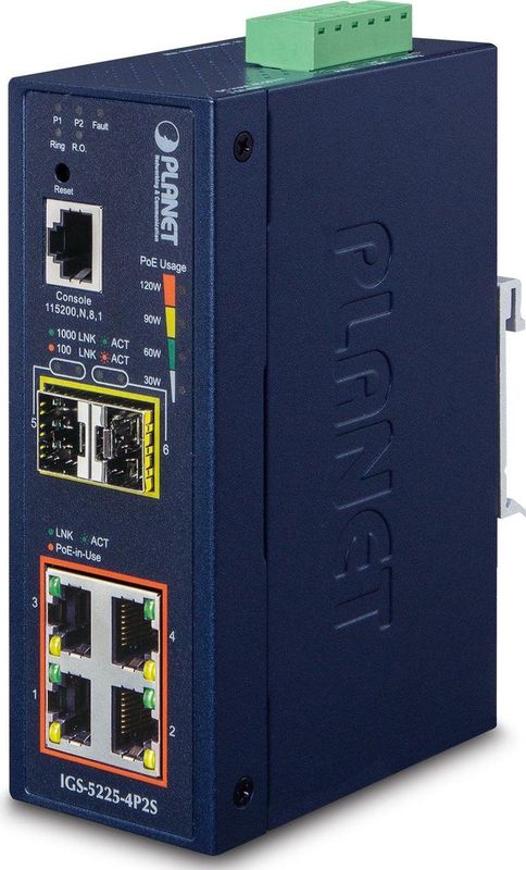 PLANET IGS-5225-4P2S - L2+ Industrial Switch - 4-Port PoE - Managed