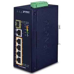 Planet IP40 Industrial 4P 10/100/1000 802.3at PoE + 1-P 10/100/1000T & 1-Port 100/1000X SFP Gigabit Ethernet Switch