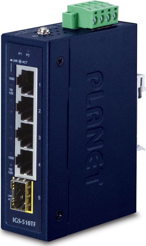 Planet - IP30 Compact size Switch - 4-Port Gigabit Ethernet - 1P SFP