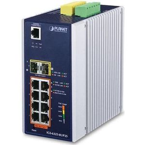 Planet Industrieel L3 8-poorts 802.3bt GE + 2-poorts SFP+ (8 ports), Netwerkschakelaar, Zwart, Zilver