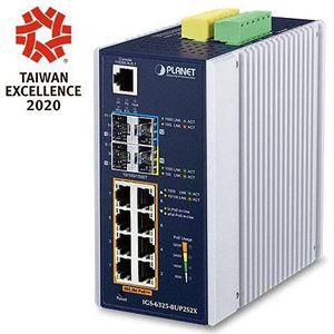 Planet - IP30 DIN-rail Switch - 8P - 10/100/1000T - PoE - 2-port SFP