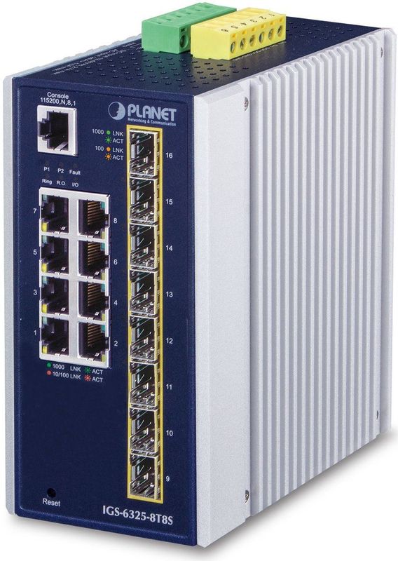 Planet - IP30 Industrial L3 Switch - 8-Port 10/100/1000T & 8-Port 100/1000X SFP