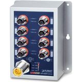 Planet - IP50 Ind 8-P 10/100TX M12 - Schakelaar - Grijs - Koperdraad