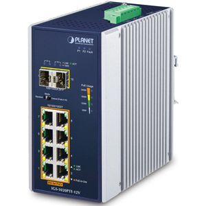 PLANET - IGS-1020PTF-12V - Ethernet Switch - 8-Port - 10/100/1000T - PoE