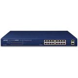 Planet - GSW-1820HP - Netwerkschakelaar - Blauw - 16-poorts - Power over Ethernet