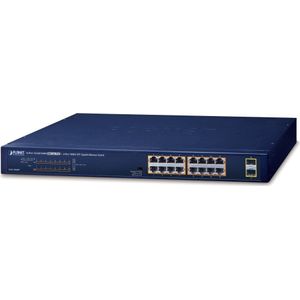Planet GSW-1820HP Netzwerk-Switch Unmanaged Gigabit Ethernet (10/100/1000) Blau 1U Power over Ethernet (... (16 Havens), Netwerkschakelaar, Blauw