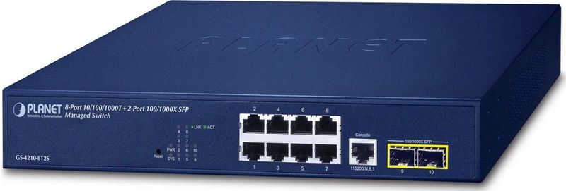 Planet - 10/100/1000T - Managed L2/L4 Gigabit Ethernet Switch - Blauw