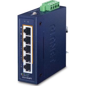PLANET IGS-504PT - Netwerk Switch - PoE+ - Unmanaged - 5 Poorten - 10 Gbit/s