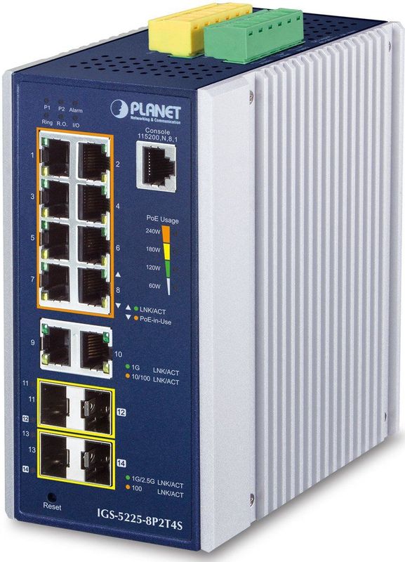 Planet - IP30 Industrial L2+/L4 - Managed Switch - 8-poorts - IP30 - DIN-Rail
