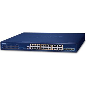 Planet - L3 24*GE PoE+ SFP+ Managed Switch - Zwart - Netwerkapparatuur