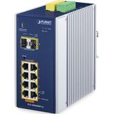 Planet DIN-Rail L2+/L3 Manageable Industrial Gigabit POE Switch - Zwart - 8 Poorten
