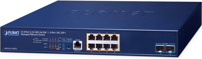 Planet - Layer 3 - Managed Ethernet Switch - 8-Port 2.5GBASE-T - 2-Port 10GBASE-X SFP+