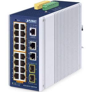 Planet - IP30 Industrial L2/L4 - 16-Port Managed Switch - Gigabit Ethernet - PoE