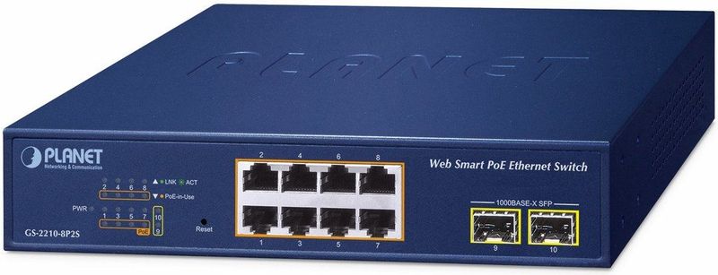 Planet - 8-poorts Netwerkschakelaar - Blauw - 802.3at - Cloud-managed