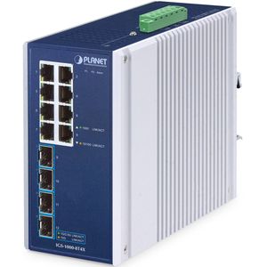 Planet - IP30 Industrial 8-Port - Netwerkschakelaar - Blauw - 8 Gigabit Ethernet Poorten