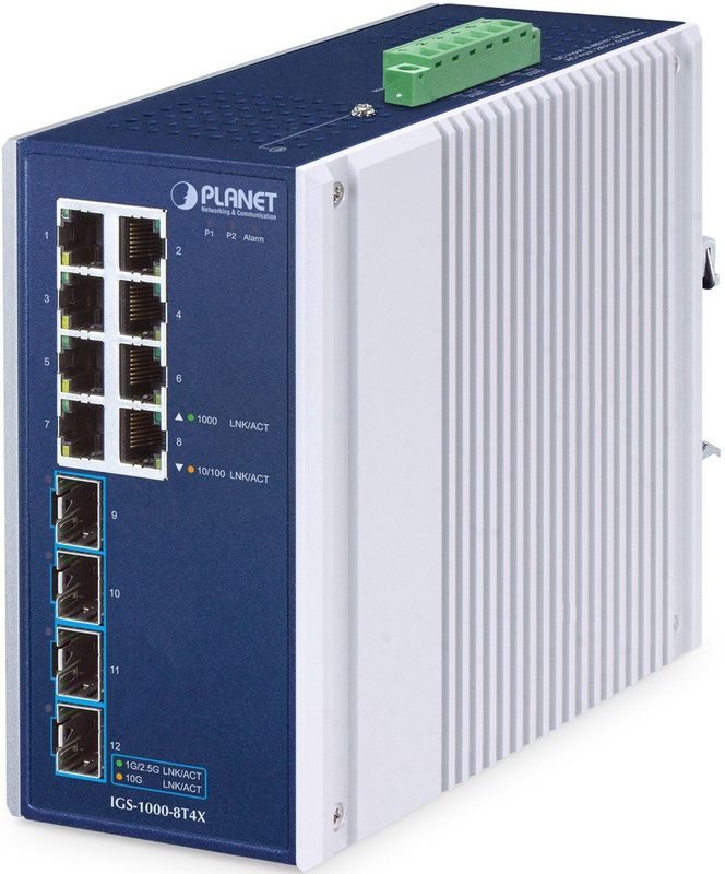 Planet - IP30 Industrial 8-Port - Netwerkschakelaar - Blauw - 8 Gigabit Ethernet Poorten