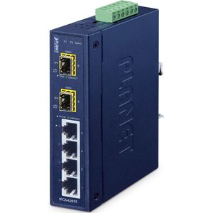 Planet - Industrial 4-Port Switch - Unmanaged - 100 Mbps - DIN-Rail Montage