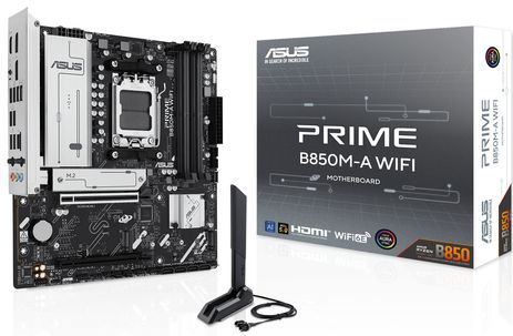 ASUS - PRIME B850M-A WIFI - Moederbord - Zwart - AMD AM5 - mATX