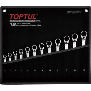 Ratelsleutelset TOPTUL 12st (8 9 10 11 12 13 15 16 17 18 19 mm)