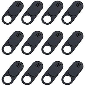 Vklopdsh , 12 stuks ultra dun design webcameraafdekking folie voor laptop, pc, computer, Pro zwart