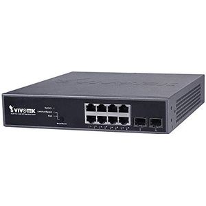 Vivotek - AW-GEV-104B-130 - Ethernet Schakelaar - Zwart - 8 Poorten - Managed PoE Switch