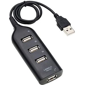USB Hub 2.0 Multi-USB High Speed Hub Splitter 4-Poorts USB Hub Adapter voor Laptop Ontvanger Computer Accessoires Zwart