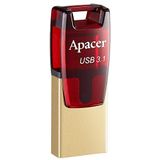 Apacer AH180 64 GB 64 GB USB 3.1 (3.1 Gen 2) Type/TYPE-C Gold, Red USB Flash Drive - USB-sticks (USB 3.1 (3.1 Gen 2), type/TYPE-C, Swivel, goud, rood, 0 – 60 °C,-20 – 60 °C)