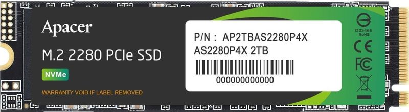 Apacer Dysk SSD AS2280P4X 2TB M.2 2280 PCI-E x4 Gen3 NVMe (AP2TBAS2280P4X-1)